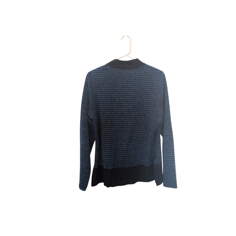 Misook Blue & Black Full Zip Knit Sweater | Size Medium | EUC - Picture 4 of 4